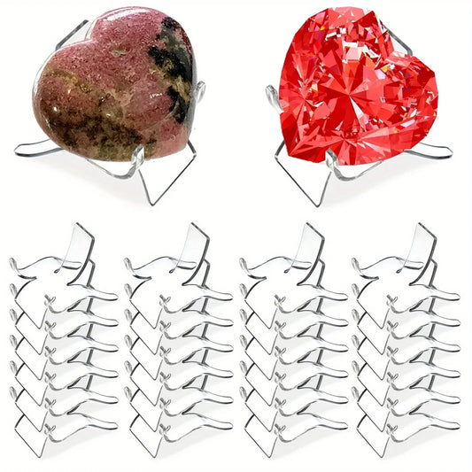 24 Pcs Acrylic Display Stands – Clear Easel Pedestals for Crystal & Mineral Collectibles
